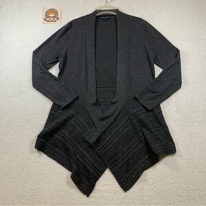 Cable & Gauge Women's Draped Open‎ Front Cardigan Sweater Size M Dark Gray